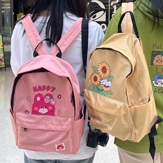 กระเป๋าเป้สะพายหลัง กระเป๋านักเรียน พิมพ์ลายหมีสตรอเบอร์รี่น่ารัก จุของได้เยอะ เข้ากับทุกการแต่งกาย สไตล์ญี่ปุ่น สําหรับผู้หญิง