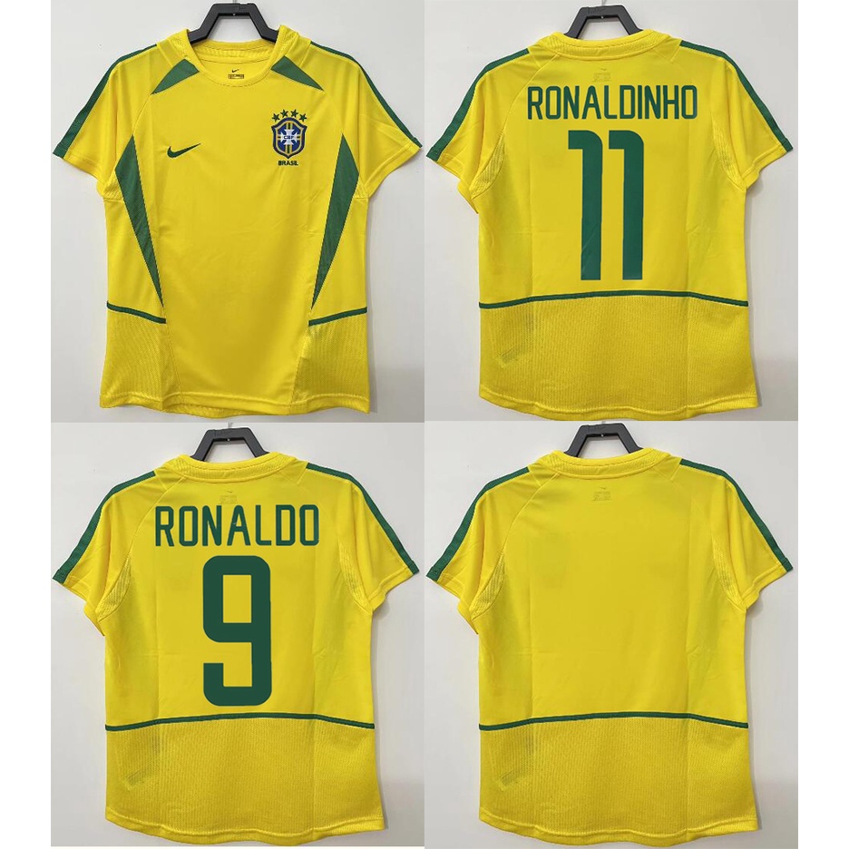 เสื้อกีฬาแขนสั้น-ลายทีมชาติฟุตบอล-brazil-2002-carlos-romario-ronaldinho-jerseys-ชุดเยือน-สําหรับผู้ชาย