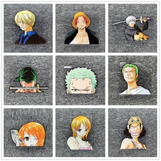 สติกเกอร์สะท้อนแสง ลายการ์ตูนอนิเมะวันพีช ONE PIECE Zoro Nami Sanji Usopp Franky น่ารัก สําหรับติดตกแต่งกระจกรถยนต์ กระจกมองหลัง รถบรรทุก กันชน รถจักรยานยนต์ แล็ปท็อป แท็บเล็ต Ipad