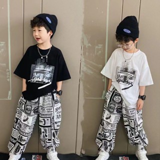 ชุดเสื้อแขนสั้น และกางเกงขาสั้น ป้องกันยุง ขนาดใหญ่ แฟชั่นฤดูร้อน สไตล์ฮิปฮอป สําหรับเด็กผู้ชาย 2023