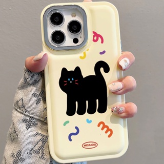 เคสโทรศัพท์มือถือ แบบนิ่ม ลายแมว สีดํา สําหรับ iPhone 14Promax 13 12 11 7Plus X XR xsmax