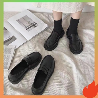 รองเท้านักเรียนผู้หญิง สีดําสาวนุ่มรองเท้าหนังขนาดเล็กผู้หญิงสไตล์อังกฤษด้านล่างแบน 2021 ฤดูใบไม้ร่วง / ฤดูหนาวหนังกลับใหม่วินเทจญี่ปุ่น JK เครื่องแบบรองเท้าเดี่ยว