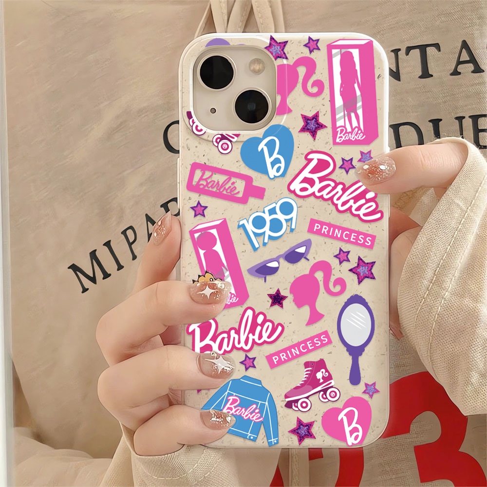 เคสโทรศัพท์มือถือ-แบบนิ่ม-ลายบาร์บี้น่ารัก-สีขาว-สําหรับ-iphone-14promax-11-13-12-7-8-plus-x-xr-xsmax