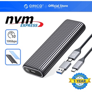 สินค้า Orico เคสอลูมิเนียม M2 NVMe SSD Enclosure 10Gbps PCIe Type C M.2 SSD Case NVMe M Key Solid State Drive Case รองรับ Dual NVMe Protocol (AM2C3)