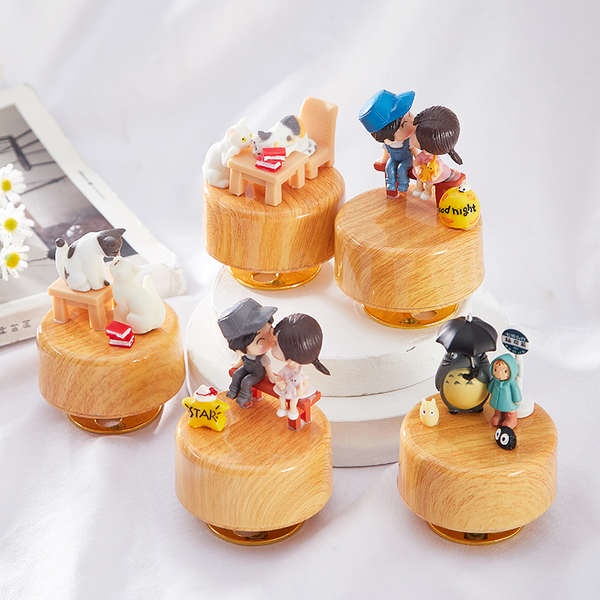 กล่องดนตรี-ไขลานกล่องดนตรี-กล่องดนตรีการ์ตูนทําด้วยมือกล่องดนตรีไม้ฐานหมุน-diy-ดินเหนียวของขวัญวันเกิดสร้างสรรค์สําหรับเด็กชายและเด็กหญิง
