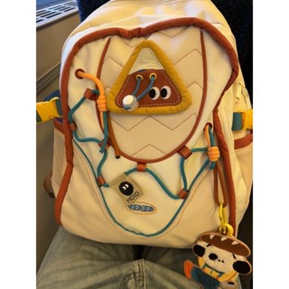 Ulzzang Niche กระเป๋าเป้สะพายหลัง กระเป๋านักเรียน ความจุเยอะ สีตัดกัน น่ารัก แฟชั่นฤดูร้อน สําหรับผู้หญิง