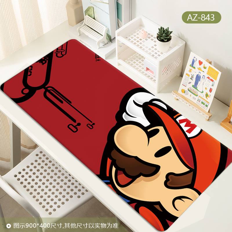 แผ่นรองเมาส์-mouse-pad-การ์ตูนอะนิเมะมาริโอเกมมาริโอเมาส์แผ่นรองคีย์บอร์ดซูเปอร์มาริโอเสื่อสํานักงานการเรียนรู้โต๊ะเสื่อตะเข็บล็อค