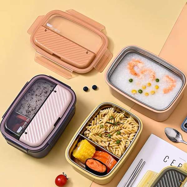 กล่องข้าวสแตนเลส-กล่องข้าวเก็บอุณหภูมิ-โรงอาหารนักเรียนหุ้มฉนวนใหม่แบ่งออกเป็นกล่องอาหารกลางวันสแตนเลสและกล่องเบนโตะ-กล่องอาหารกลางวันพนักงานสํานักงานแบ่งแบบพกพา