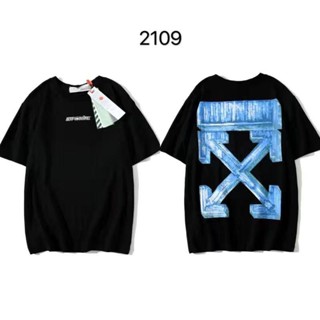 เสื้อยืดแขนสั้น พิมพ์ลายลูกศร ทรงหลวม สีขาว แฟชั่นฤดูร้อน สําหรับผู้ชาย และผู้หญิง