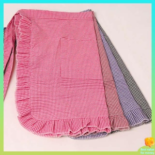 ผ้ากันเปื้อน ผ้ากันเปื้อนทําอาหาร ผ้ากันเปื้อนครึ่งตัวผู้ใหญ่ฤดูร้อนแบบบางใช้ในครัวครึ่งลูกไม้แฟชั่นเอวงานบ้านชุดทำงานสั้น