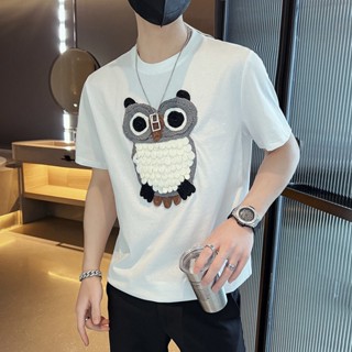 เสื้อยืดแขนสั้นลําลอง ผ้าฝ้าย พิมพ์ลายการ์ตูน แฟชั่นฤดูร้อน สําหรับผู้ชาย 2023