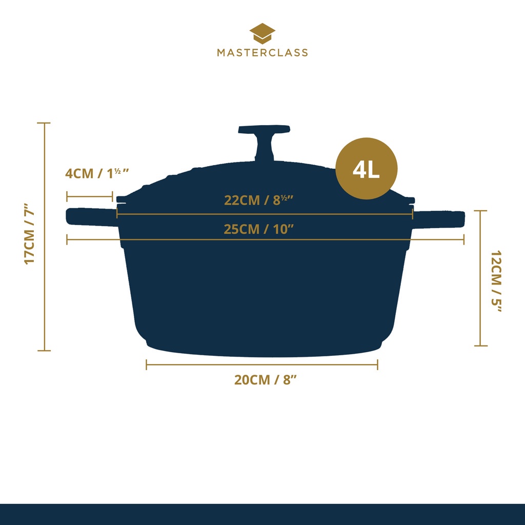 MasterClass Double Layer Non Stick Lightweight Cast Aluminium Casserole