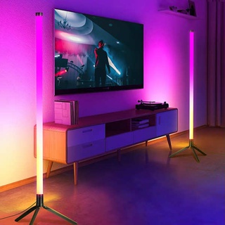โคมไฟตั้งพื้น โคมไฟตั้งโต๊ะ RGB แถบอารมณ์รถกระบะโคมไฟตั้งพื้นห้องนอนโดยรอบถ่ายทอดสด LED ห้องเล่นเกมเดสก์ท็อปจังหวะการควบคุมด้วยเสียง