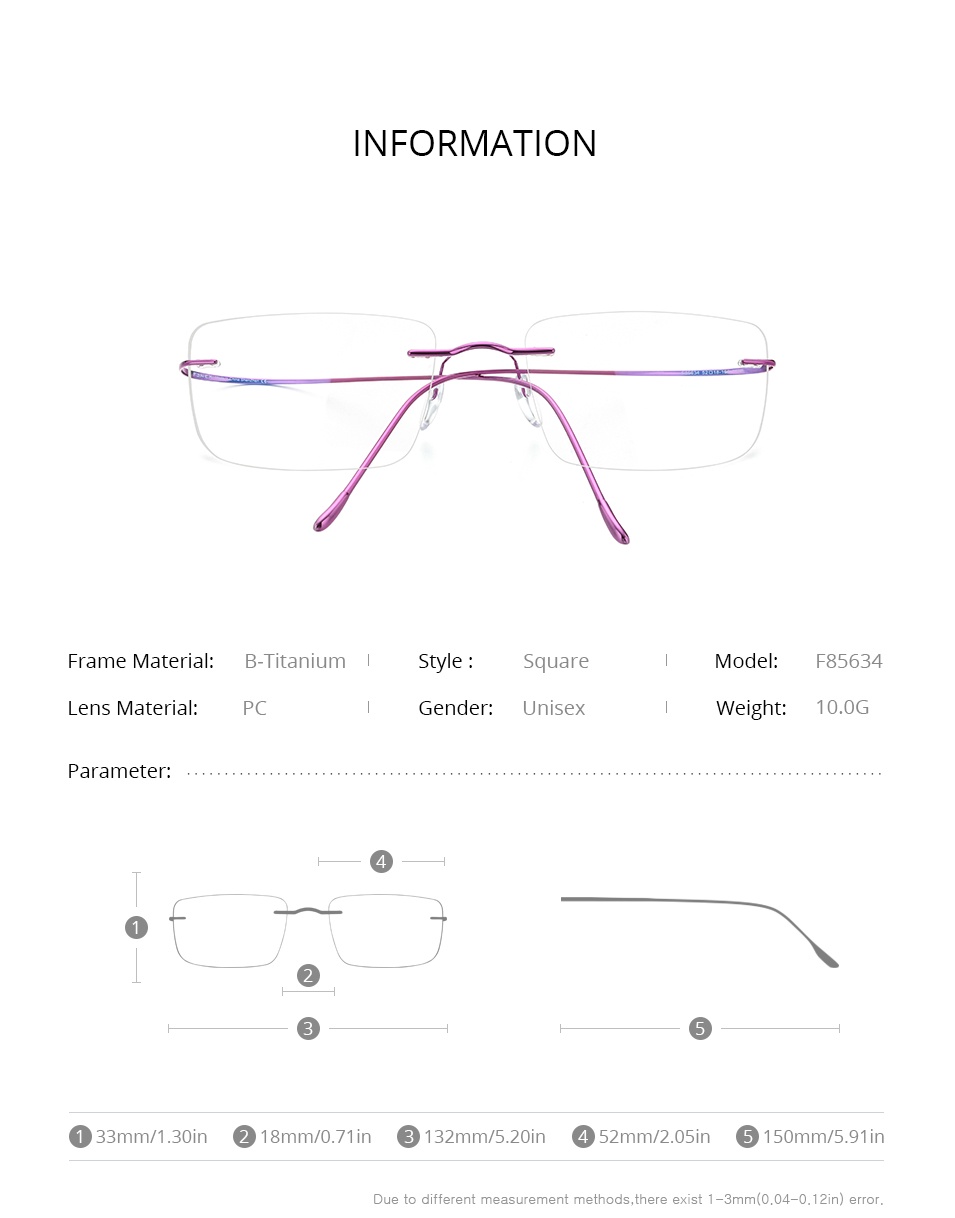 รายละเอียดเพิ่มเติมเกี่ยวกับ Fonex แว่นตาไทเทเนียมบริสุทธิ์ 2021 แว่นตาไม่มีขอบแฟชั่นผู้ชายและผู้หญิง