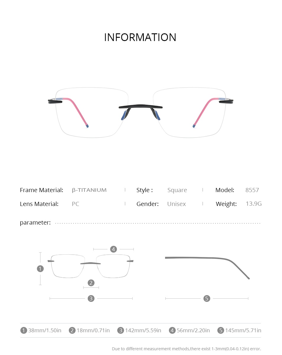รายละเอียดเพิ่มเติมเกี่ยวกับ Fonex แว่นตาไทเทเนียมบริสุทธิ์ 2021 แว่นตาไม่มีขอบแฟชั่นผู้ชายและผู้หญิง