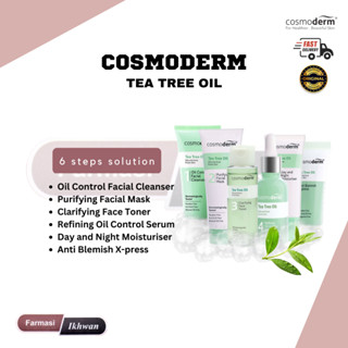 Cosmoderm Tea Tree คลีนเซอร์ทําความสะอาดผิวหน้า โทนเนอร์ เซรั่ม ป้องกันฝ้า