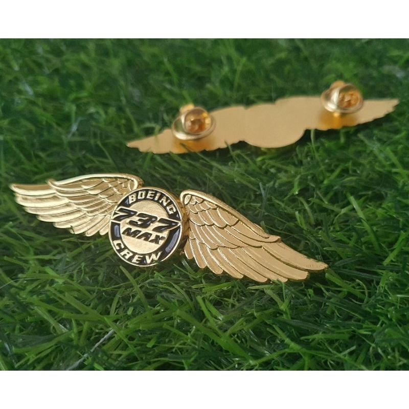 ปีกนก-boeing-737-max-pilot-crew-wing-pin-โลหะสีทอง