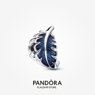 Pandora ชาร์มขนนกโค้ง สีฟ้า ของขวัญวันหยุด สําหรับผู้หญิง p804