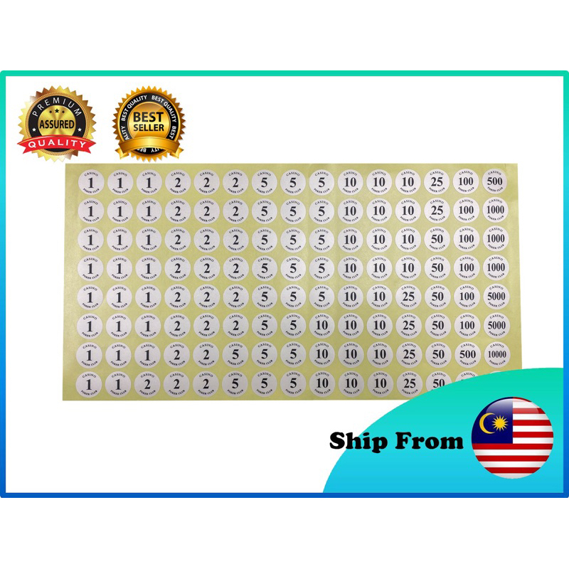 Value Sticker Amount Sticker สําหรับชิปโป๊กเกอร์ คาสิโน ฌัม 50 ชิ้น ต่อ ...