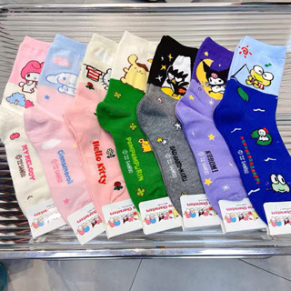 ถุงเท้า ผ้าฝ้ายแท้ ป้องกันเหงื่อ พิมพ์ลายการ์ตูนอนิเมะ Cinnamoroll น่ารัก ให้ความอบอุ่น เหมาะกับของขวัญ สําหรับนักเรียนหญิง