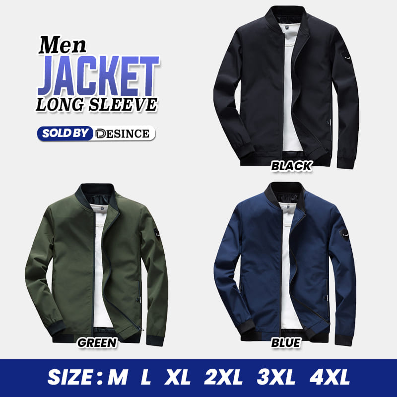 desince-เสื้อแจ็กเก็ต-แขนยาว-สีดํา-สีฟ้า-สีเขียว-สําหรับผู้ชาย-jaket-lelaki-mt-162