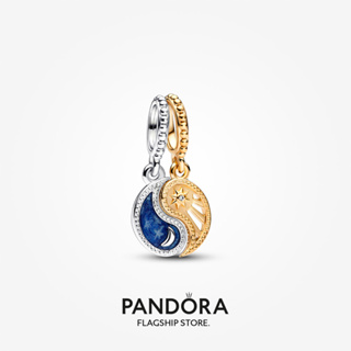 Pandora charm จี้รูปดวงอาทิตย์ และดวงจันทร์ ทูโทน ของขวัญวันหยุด สําหรับผู้หญิง p804