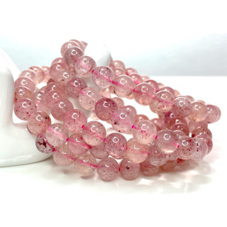 สร้อยข้อมือควอตซ์ สตรอเบอร์รี่ธรรมชาติ เลพิโดโครไคท์ 10 มม. (A261)