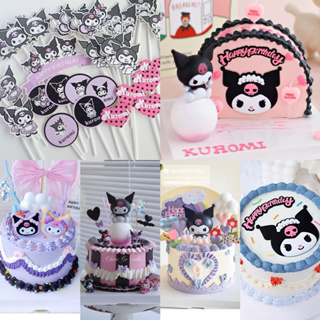 Kawaii Sanrio ป้ายธีมอนิเมะ Kuromi น่ารัก สําหรับตกแต่งเค้กวันเกิดเด็ก