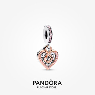 Pandora ชาร์มสองสี รูปหัวใจ อินฟินิตี้ ของขวัญวันหยุด สําหรับผู้หญิง p804