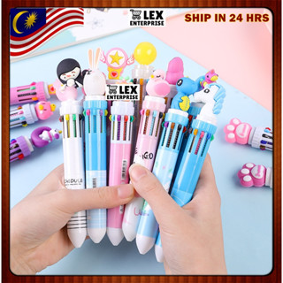 ชุดเครื่องเขียน ปากกาลูกลื่น ลายการ์ตูนน่ารัก 10 สี สําหรับนักเรียน