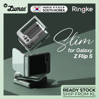 Ringke เคส Samsung Galaxy Z Flip 5 SLIM เบาและบาง ใส ใส, ดํา, เคลือบด้าน เคสใส