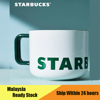 Starbucks แก้วเซรามิค สีขาว สีเขียว สไตล์คลาสสิก 355 มล.
