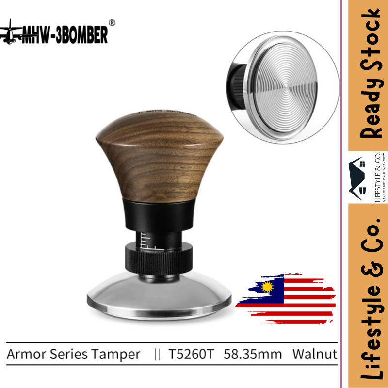 Pressino Per Caffè MHW-3BOMBER 58mm Con 3 Molle E Click - Manico In Legno - Nero - 3