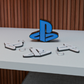 playstation-โลโก้ตกแต่งและพวงกุญแจและแม่เหล็กติดตู้เย็น