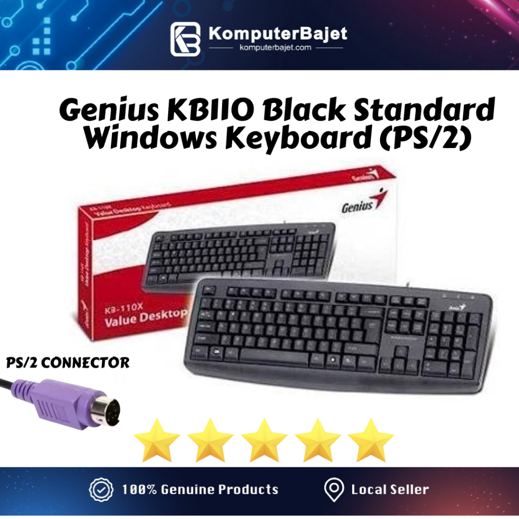 Gen-kb110x Genius KB110 สีดํามาตรฐาน WINDOWS คีย์บอร์ด PS/2 สําหรับ ...