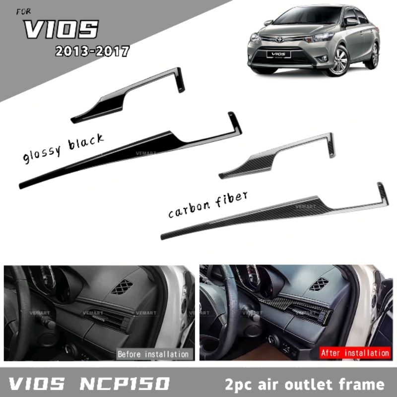 Vemart vios ncp150 2013-2017 คาร์บอนไฟเบอร์แดชบอร์ด air outlet กรอบ ...