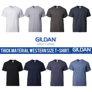 Gildan เสื้อยืดคอกลม ผ้าฝ้าย หนาพิเศษ สไตล์ตะวันตก สําหรับผู้ชาย และผู้หญิง 2000