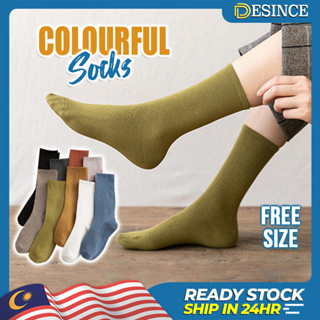 Desince ถุงเท้ายาวปานกลาง สีพื้น หลากสี สําหรับผู้ชาย ผู้หญิง Stokin Panjang SK 009