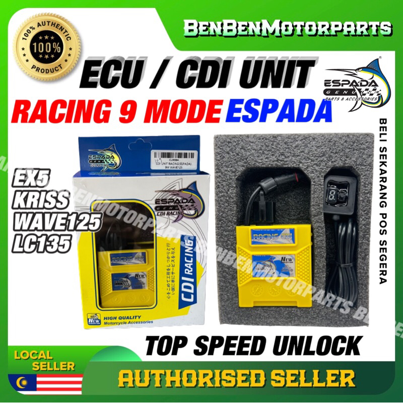 Espada ECU CDI Unit Racing 9 โหมดจับเวลา Kuda Leup Plug & Play EX5 ...