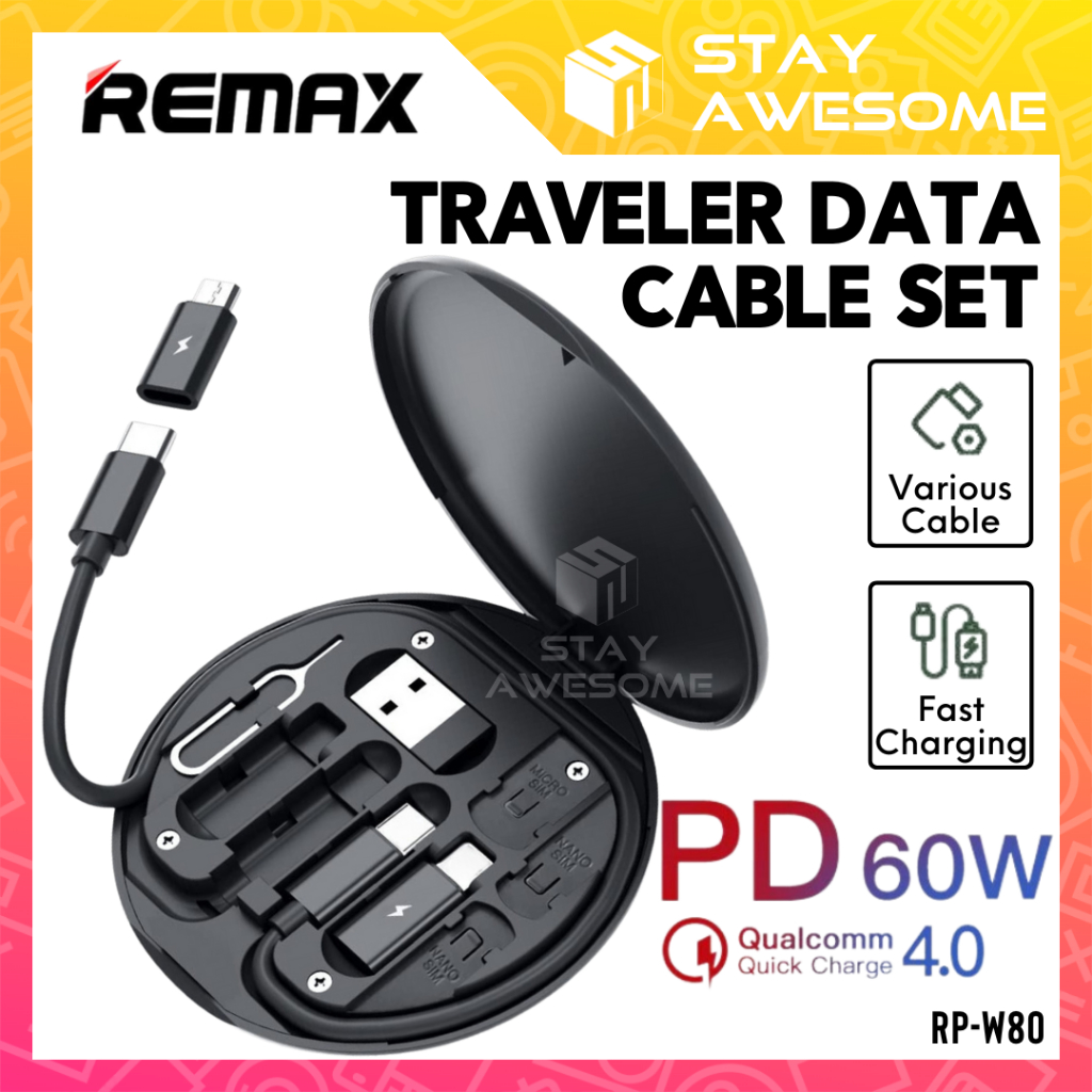 Remax Mini Portable Short Data Cable Set เครื่องชาร์จโทรศัพท์ไร้สาย 60W ...