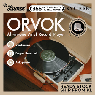 Syitren ORVOK III All-in-One เครื่องเล่นแผ่นเสียงไวนิล รองรับบลูทูธในตัว ลําโพงคู่ วัสดุหนัง