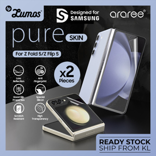 Araree Samsung Galaxy Z Fold 5 /Z Flip 5 Pure SKIN 2 ชิ้น (ฟิล์มด้าน) กระจกนิรภัย ป้องกันลายนิ้วมือ ปกป้องเต็มรูปแบบ