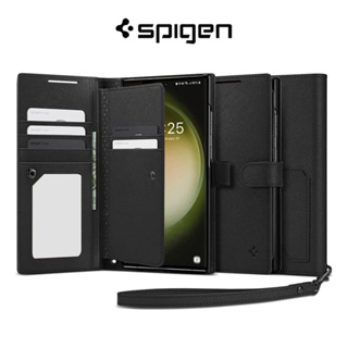 เคสโทรศัพท์มือถือหนัง แบบฝาพับ พร้อมช่องใส่บัตร ตั้งได้ สําหรับ Spigen Galaxy S23 Ultra S Plus