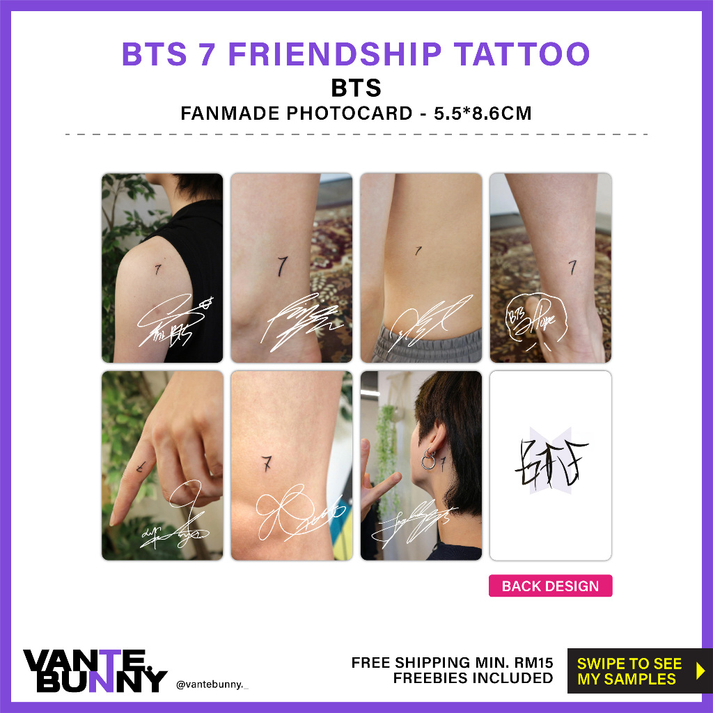 โฟโต้การ์ด BTS 7 Friendship Tattoo JK Jungkook V Kim Taehyung Jimin ...