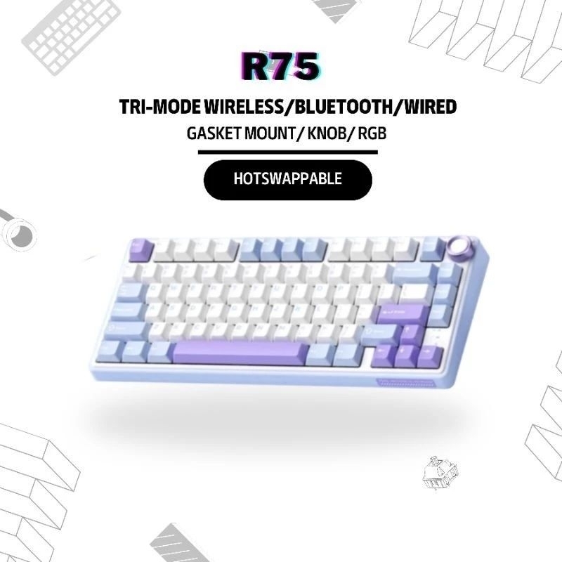 Rk R75 Tri-Mode 75 % ปะเก ็ น RGB Mechanical Keyboard พร ้ อมปุ ่ ม ...