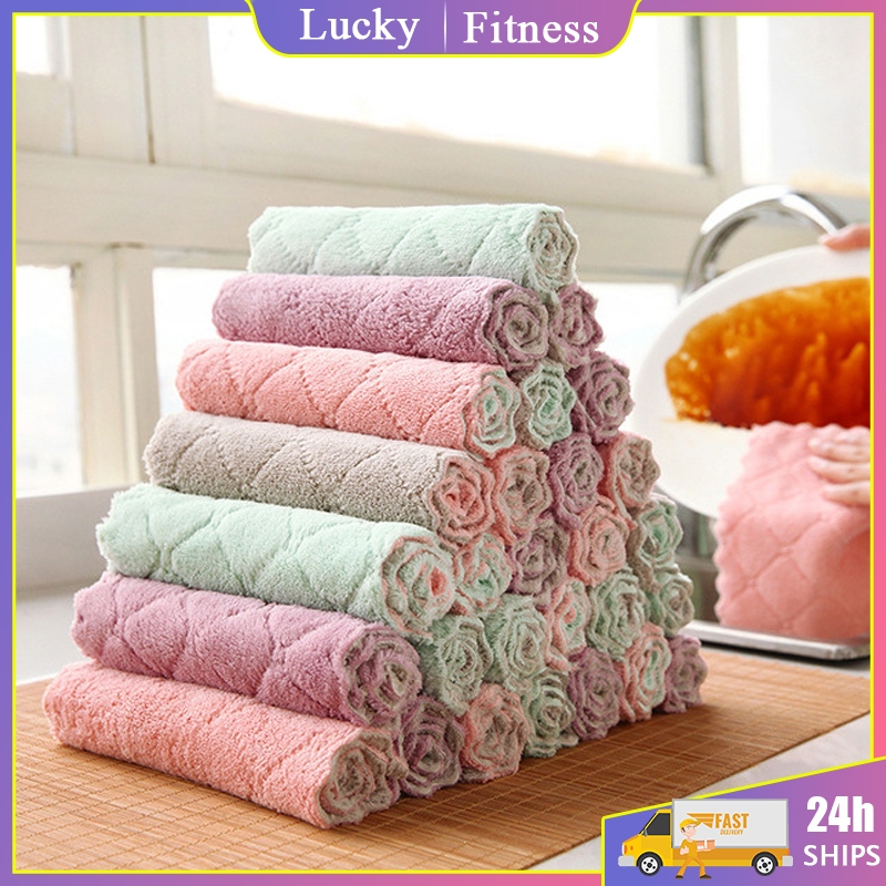 ผ้าขนหนูครัวไมโครไฟเบอร์ Kain Lap Super Absorbent Kitchen Rag ทําความ ...