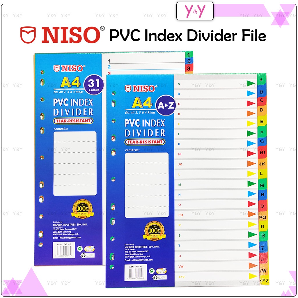 Niso A4 PVC Index Divider File / ที่แบ่งเอกสาร / ที่แบ่งกระดาษ ...