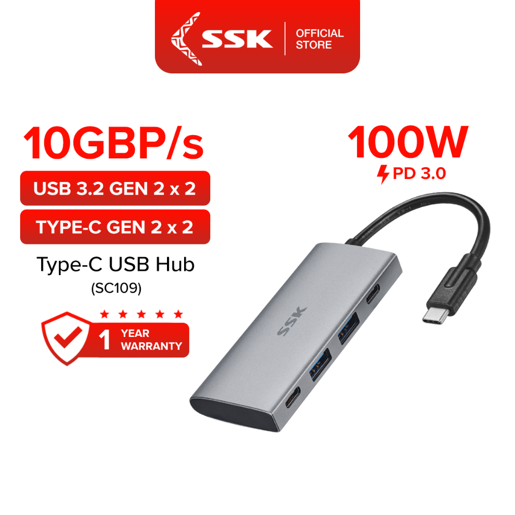 Ssk 4 In 1 USB 3.2 Gen 2 USB C Hub [SC109] - 100W PD3.0 ความเร็วการถ่าย ...