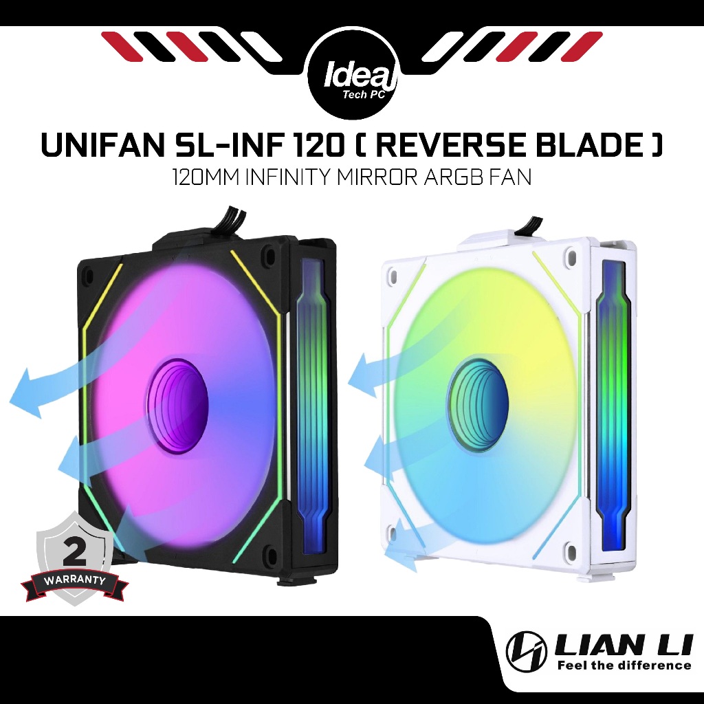 Lianli UNIFAN SL-INFINTY 120 BLACK / WHITE REVERSE BLADE DAISY CHAIN ...