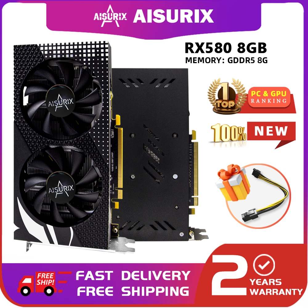 Aisurix RX580 8GB ยี่ห้อใหม่กราฟิกการ์ด AMD Radeon คอมพิวเตอร์ GPU ...